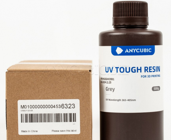 Фото 2 - Серая Гибкая фотополимерная смола Anycubic Flexible Tough Resin GREY 0.5КГ