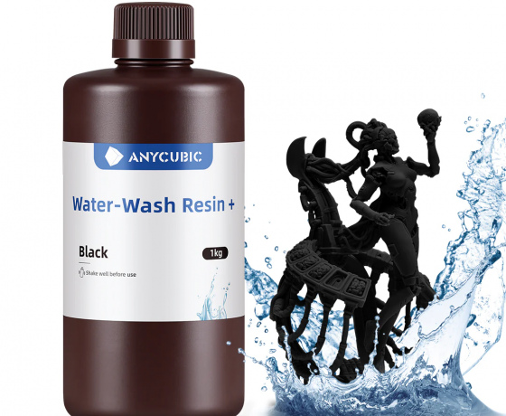 Фото 5 - Чорна Фотополімерна Смола що змивається водою | Anycubic Water-Wash Resin+ Black 1кг