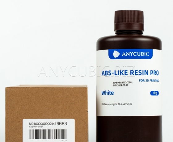 Фото 2 - Белая Anycubic ABS-Подобная Смола ПРО фотополимерная смола 1кг | White ABS-Like Resin Pro Anycubic 1kg