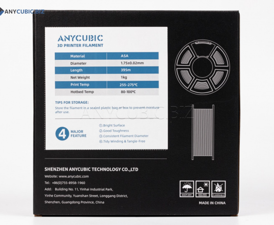 Фото 2 - ASA серый Anycubic Ø1,75 мм Вес: 1 кг