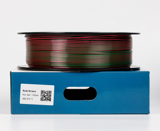 Фото 3 - Красный Зеленый Пла Пластик Шелковый | PLA SILK Red Green 1кг 1.75мм | 330м